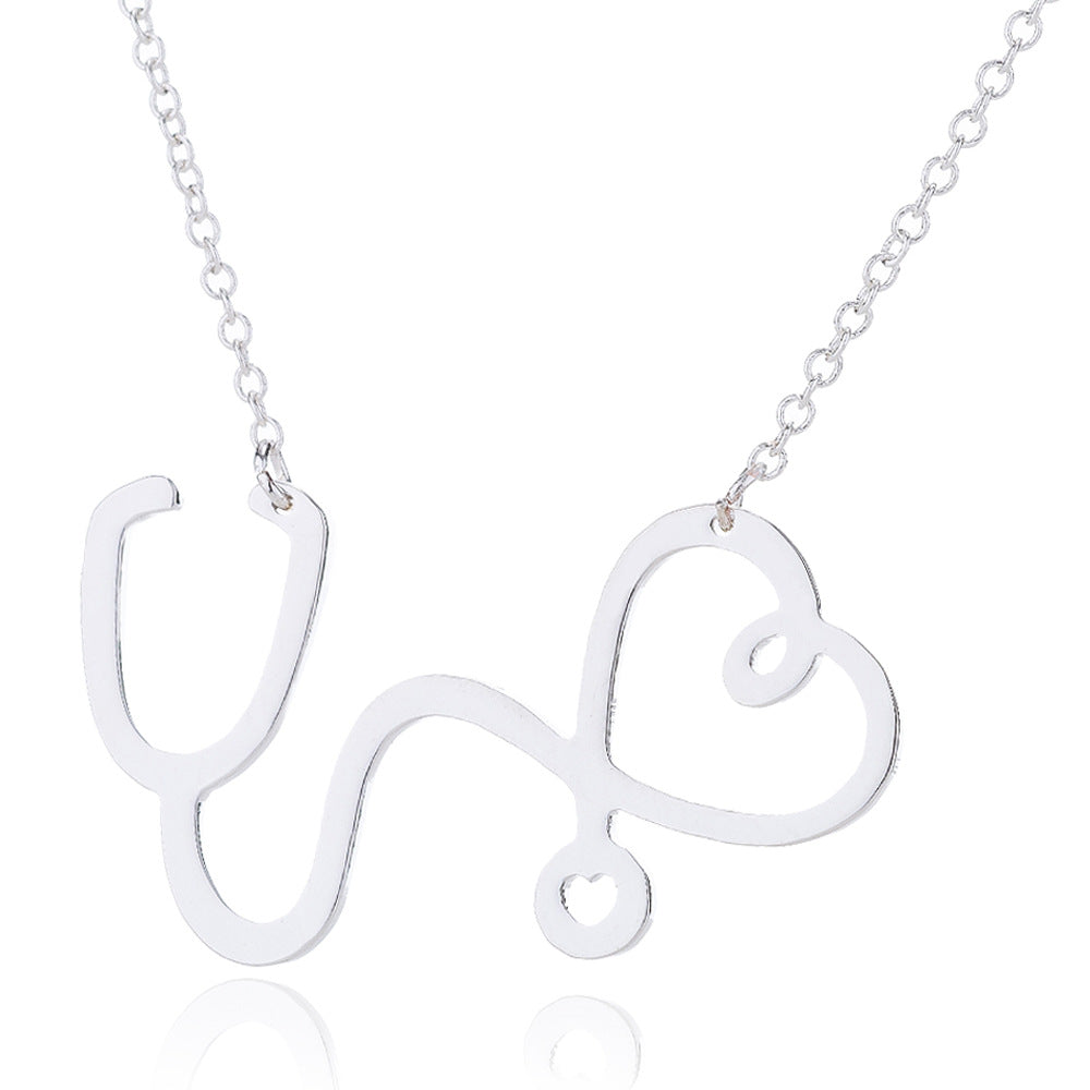 Stethoscope Pendant Heart Shape Pendant Nurse Medical Necklace
