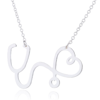 Stethoscope Pendant Heart Shape Pendant Nurse Medical Necklace