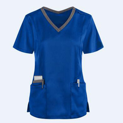 V-neck Tooling Short-sleeved Slit Nurse Outfit Women