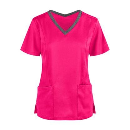 V-neck Tooling Short-sleeved Slit Nurse Outfit Women