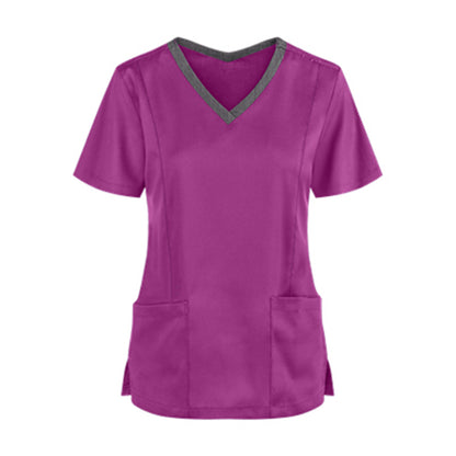 V-neck Tooling Short-sleeved Slit Nurse Outfit Women