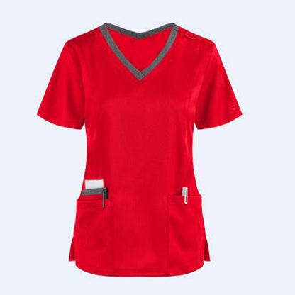 V-neck Tooling Short-sleeved Slit Nurse Outfit Women