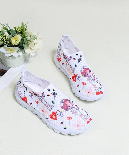 Sports Casual Women Cute Cartoon Nurse Printed Mesh Shoes