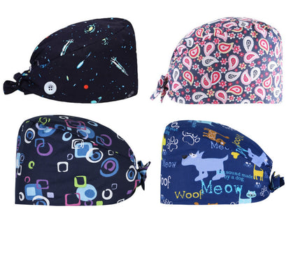 Cotton Printed Nurse Cute Baotou Surgical Cap