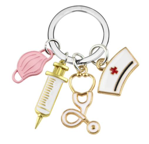 Nurse Doctor Mask Keychain Medical Ambulance Key Ring