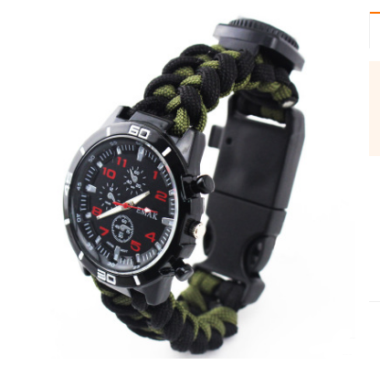 EMAK Survival Watch Camping Outdoor Medical Multi-functional Compass Thermometer Rescue Paracord Wristband Equipment Tools kit