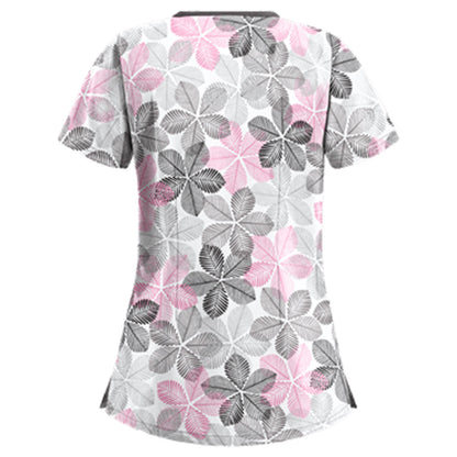 Women's Printed Pullover Nurse Dress V-Neck T-Shirt