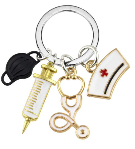 Nurse Doctor Mask Keychain Medical Ambulance Key Ring