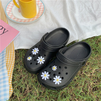 Nurse Hole Shoes Tide Baotou Summer Non-slip Small Flowers Flat Outdoor Beach Couple Slippers