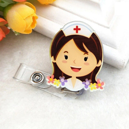 Fashion Cartoon Can Buckle Work Nurse Certificate Pull Peels Chest Card Clip Certificate Retractable Buckle Name Tag