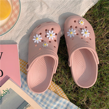 Nurse Hole Shoes Tide Baotou Summer Non-slip Small Flowers Flat Outdoor Beach Couple Slippers