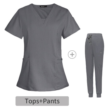 V-neck Split Surgical Gown Suit Female Short-sleeved Nurse