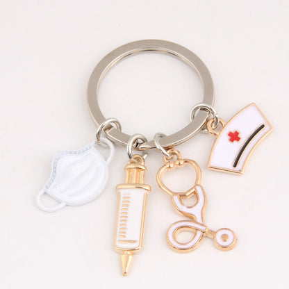 Mask Syringe Stethoscope Nurse Keychain