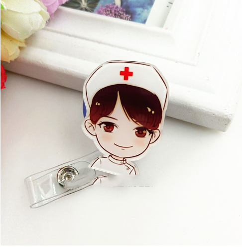 Fashion Cartoon Can Buckle Work Nurse Certificate Pull Peels Chest Card Clip Certificate Retractable Buckle Name Tag