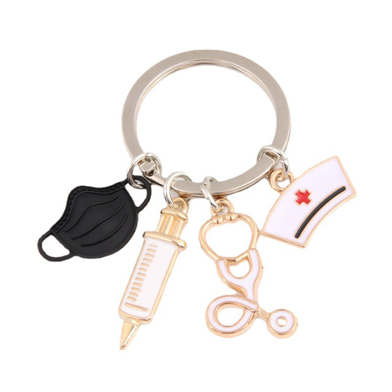Mask Syringe Stethoscope Nurse Keychain