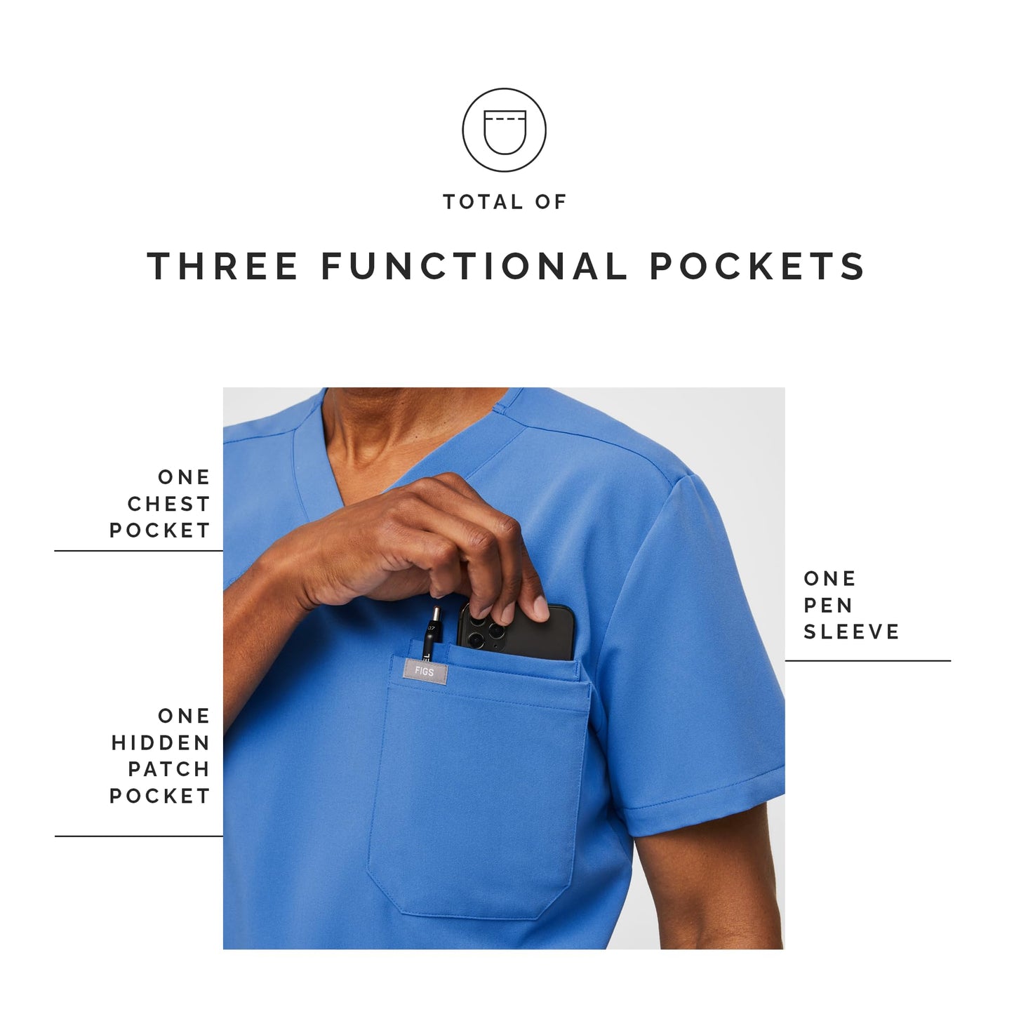 FIGS Leon Three-Pocket Scrub Top for Men